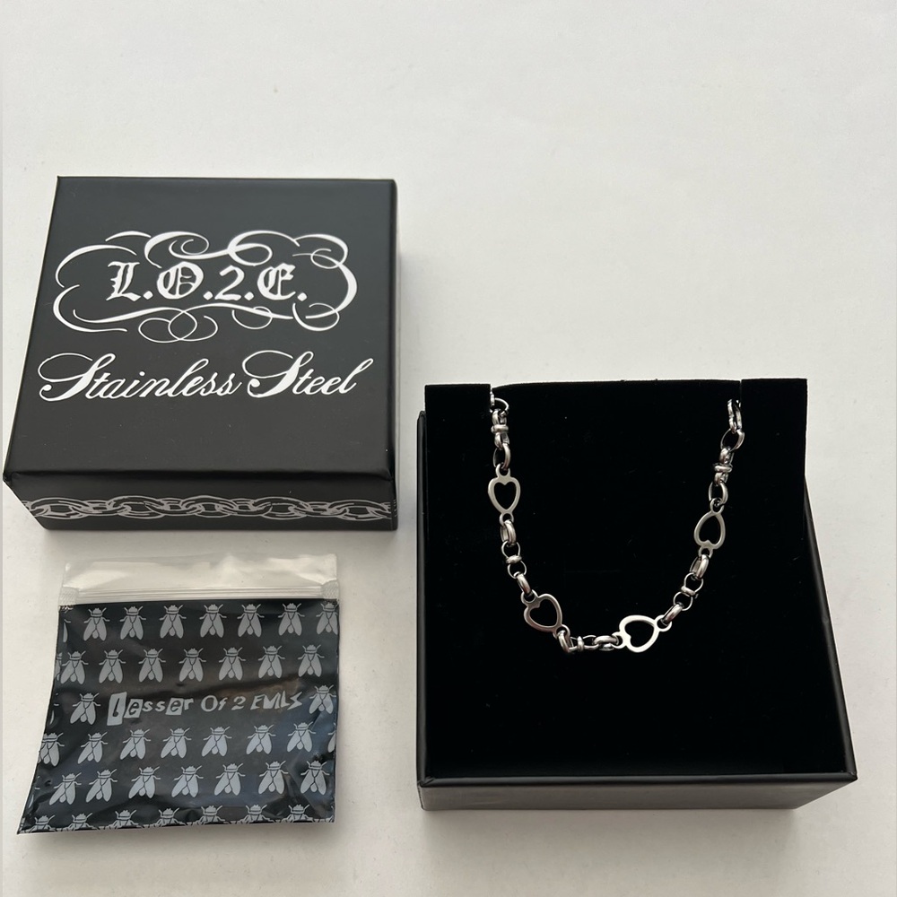 Lesser of Two Evils heart link necklace 14 inch (L.O.2.E)